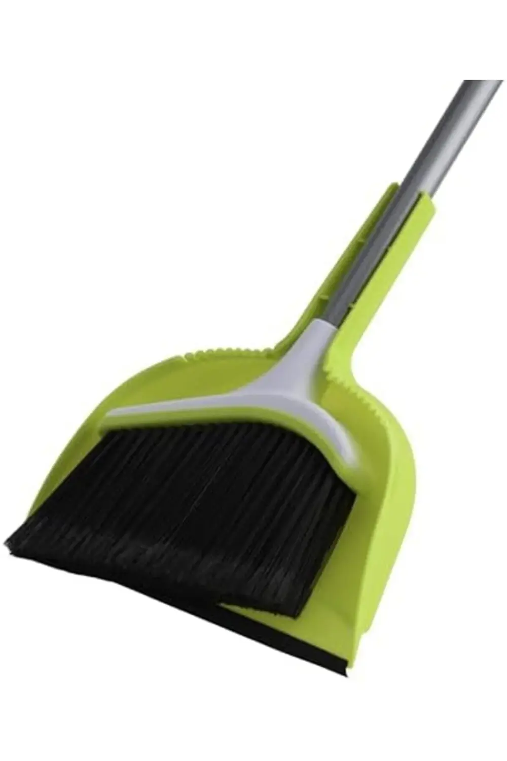 snShop Basics Açılı Broom ve Dustpan Seti, Gümüş/Yeşil Süpürge, F
