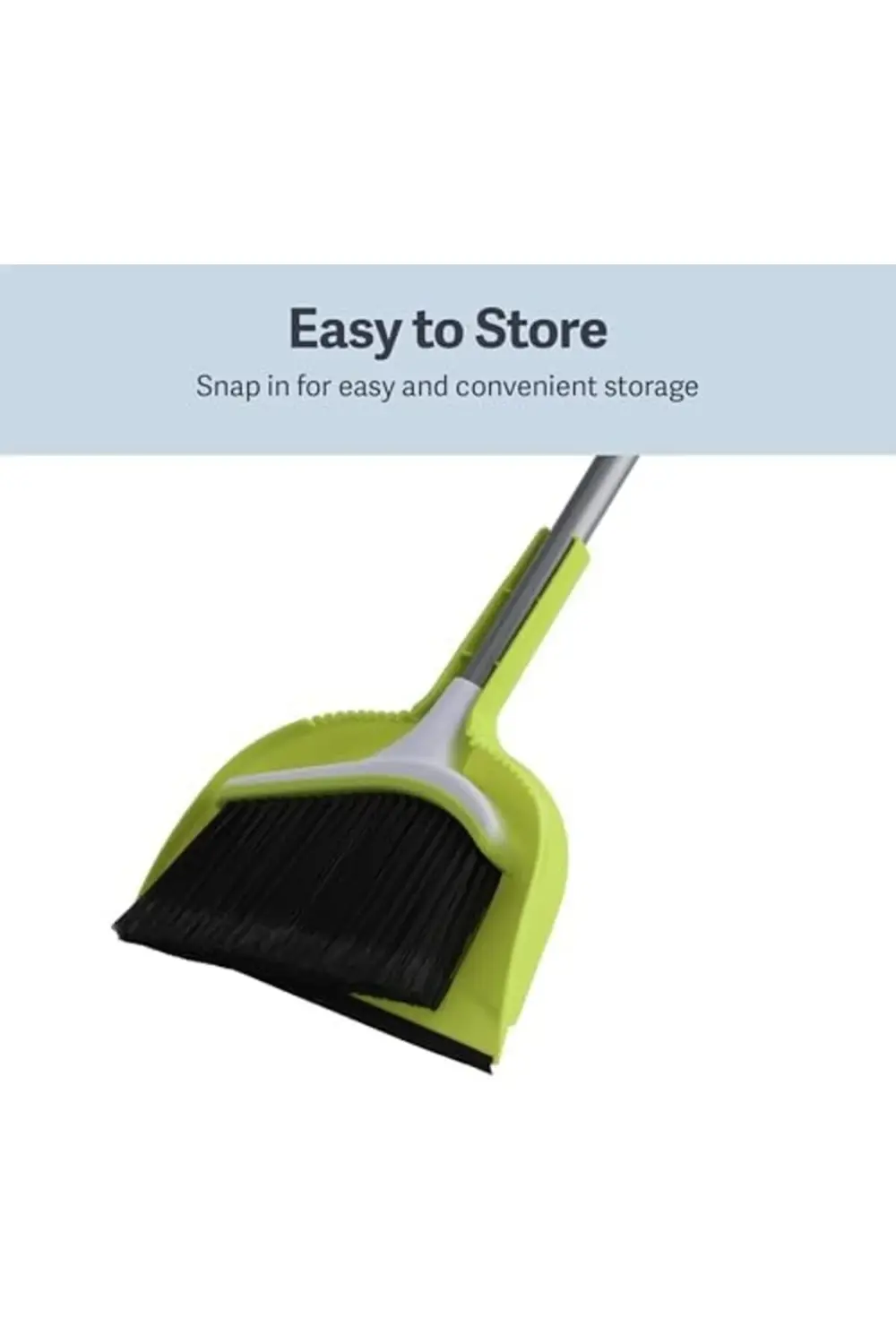 snShop Basics Açılı Broom ve Dustpan Seti, Gümüş/Yeşil Süpürge, F
