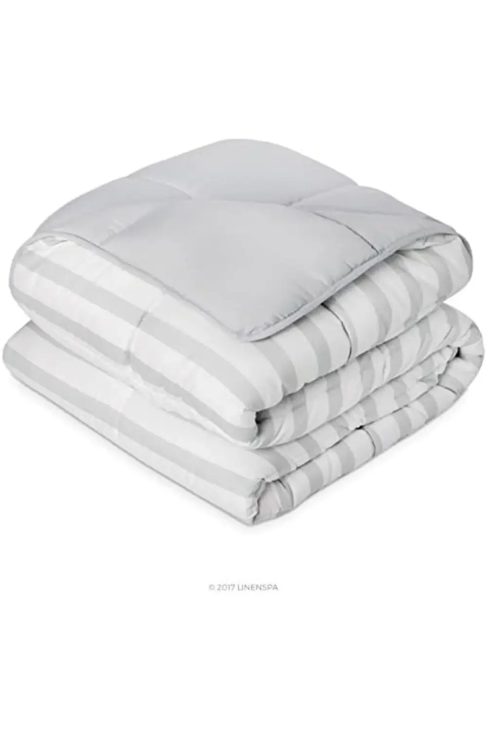 snShop (California King, Grey/White Stripe) - Reversible Striped