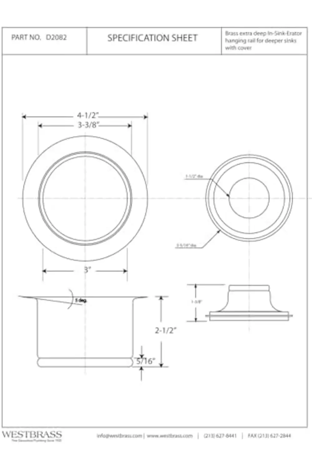 snShop D2082-62 3-1/2 "Ekstra Derin Yaka Mutfak Evyesi Atık Berta