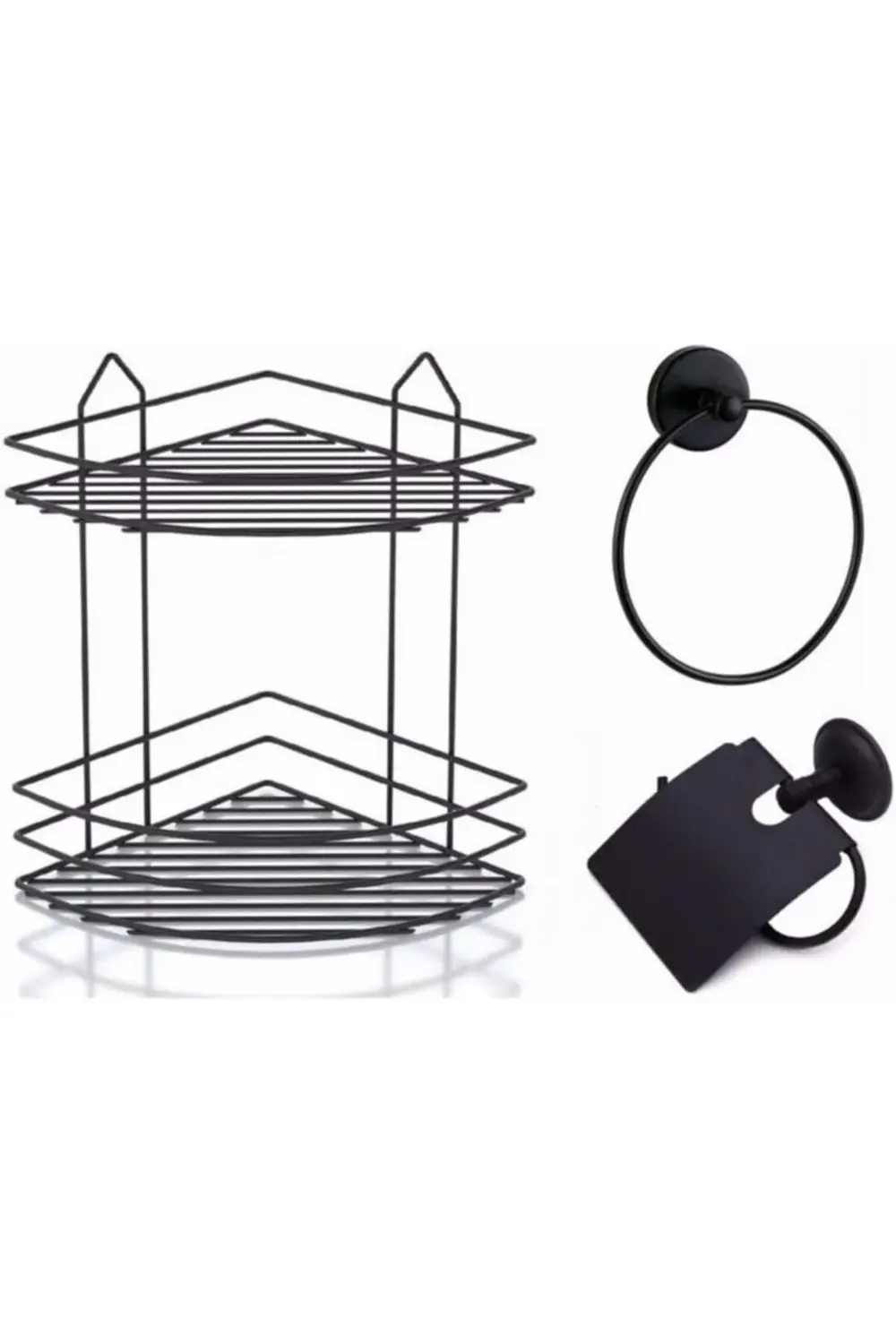 snShop Haus Banyo Aksesuar Seti 3'lü Siyah, Ömür Boyu Paslanmaz K