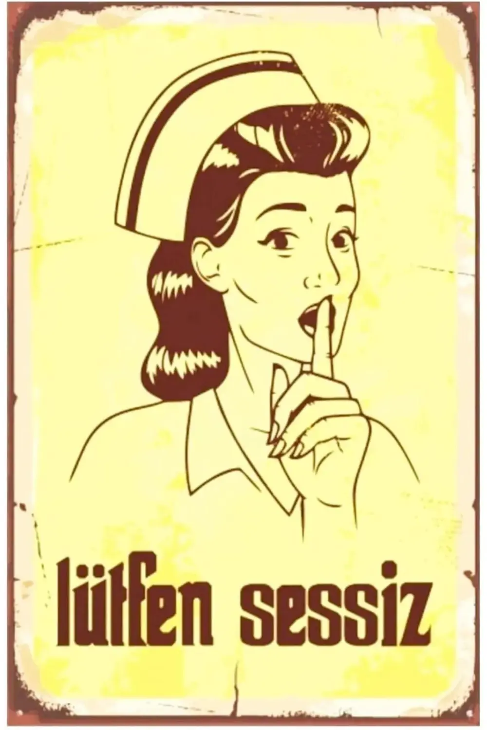 snShop Lütfen Sessiz Hemşire Retro Vintage Drtr0092 Ahşap Mdf Tab