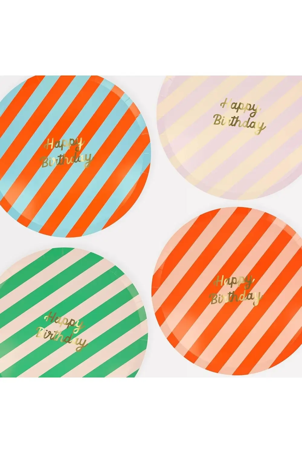 snShop Meri - Stripe Happy Birthday Dinner Plates - Çizgili Happy