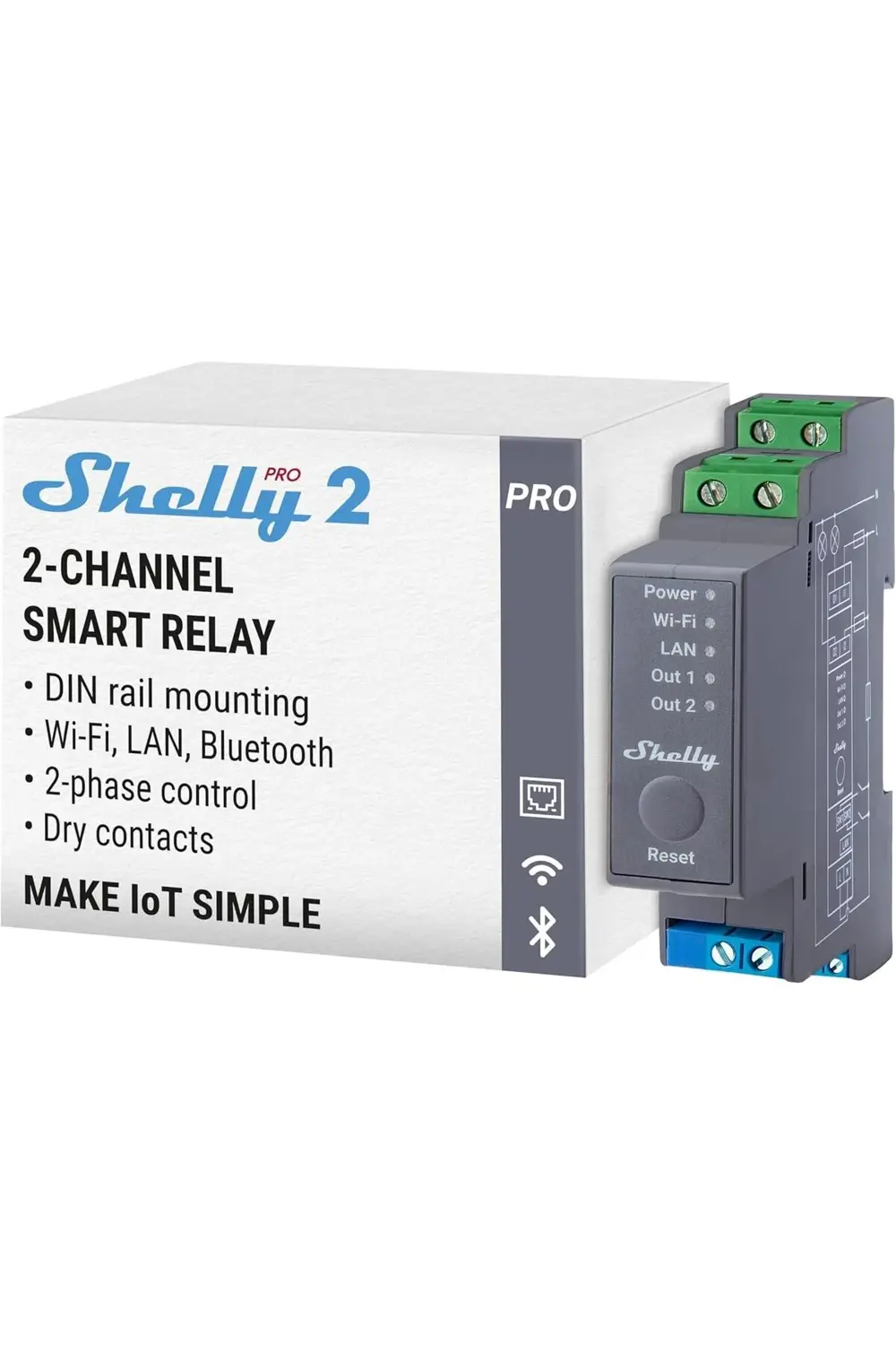 snShop Pro 2 - Wi-Fi, LAN ve Bluetooth 2 Kanallı Akıllı Röle Anah