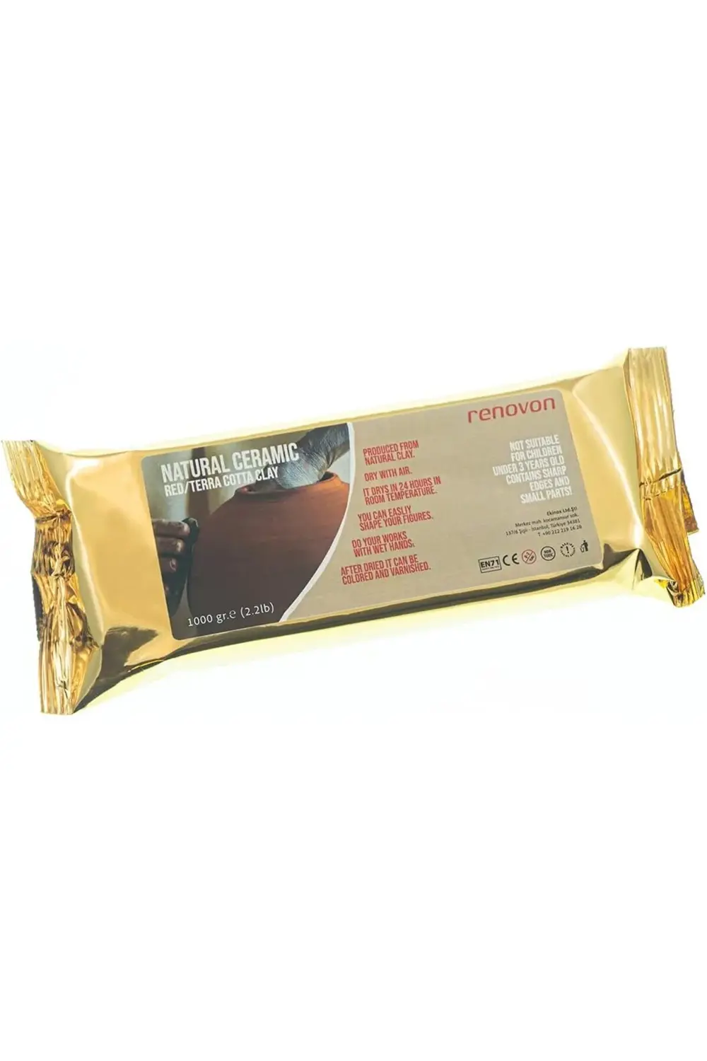 snShop Seramik KİL Hamuru,Kırmızı/TerraCotta 1000 gr(1 KG) Fırınl