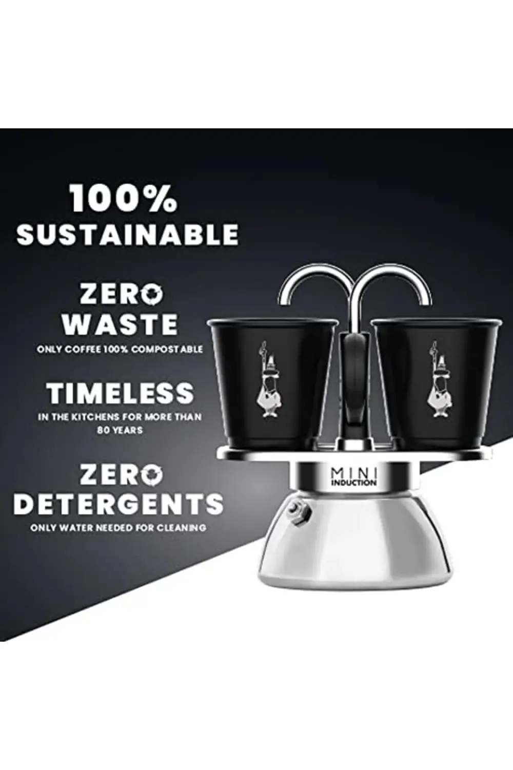 snShop - Set Mini İndüksiyon: Ocak Üstü Espresso Pişirici + 2 Cup