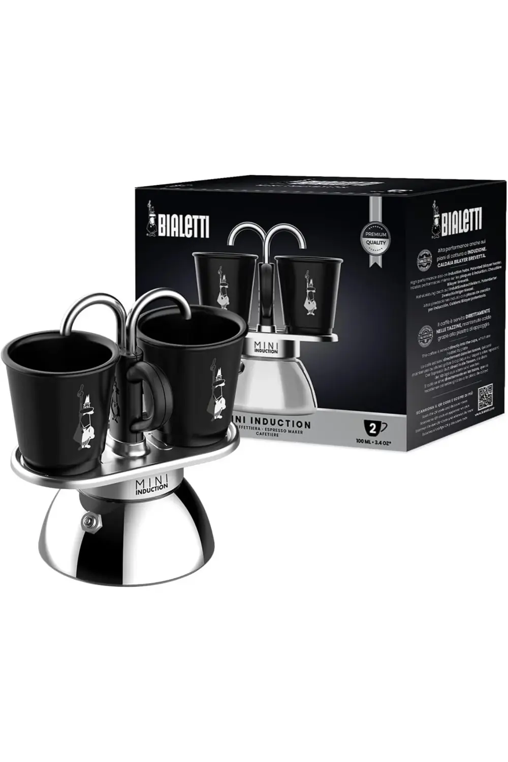 snShop - Set Mini İndüksiyon: Ocak Üstü Espresso Pişirici + 2 Cup