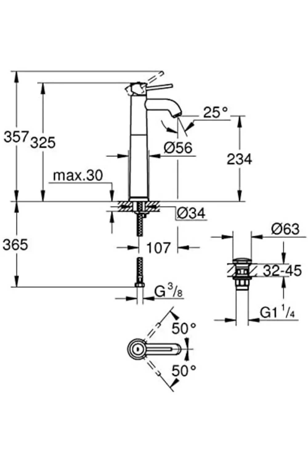 snShop Start Classic Lavabo Bataryası | Xl-Boyut | Ekstra Yüksek