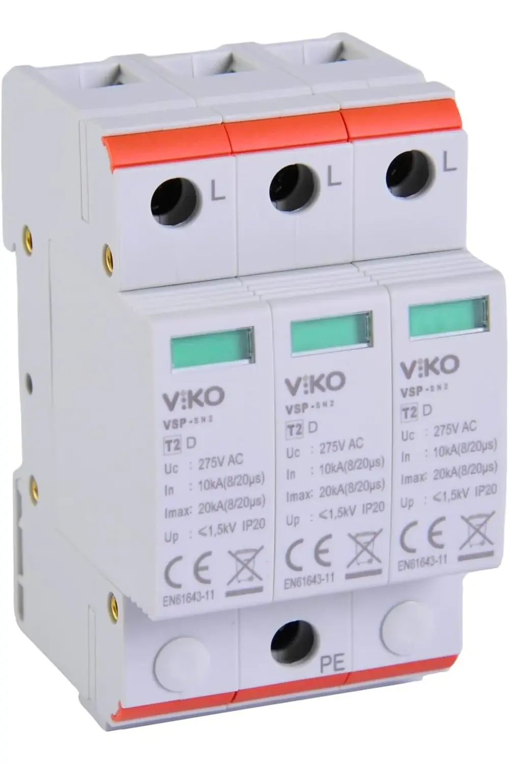 snShop VSP-3/20/D Modüler Parafadur 20kA 3Kutup D Tip 467437