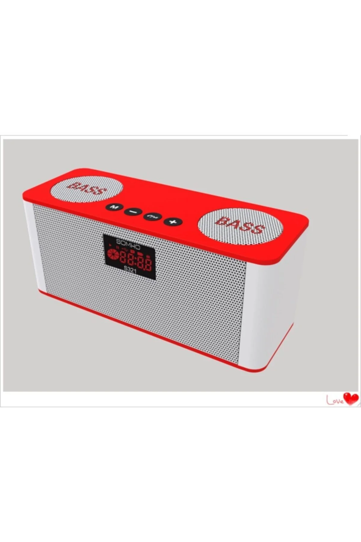 So Bluetooth Hoparlör Usb Sdkart Radyomho S321 Speaker Kırmızı Si