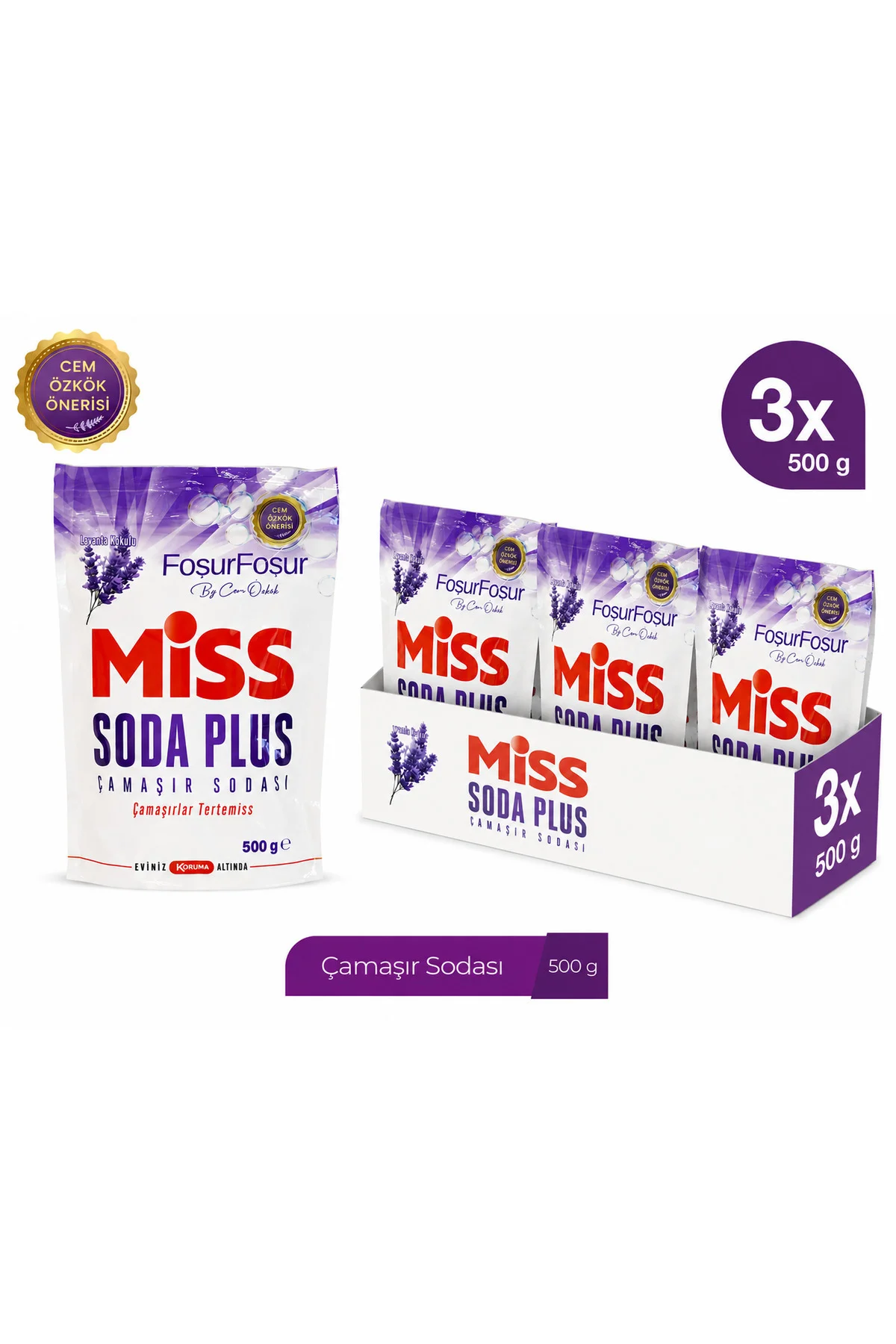 SODA PLUS LAVANTA 500 GR 3 ADET