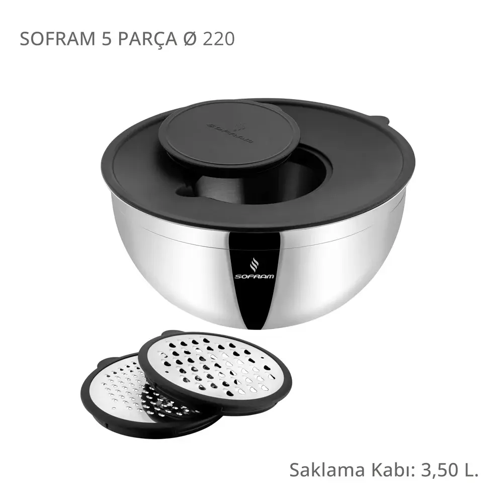 Sofram 5 Parça 22 Cm Karıştırma ve Saklama Kabı 3,50 Litre Sofram 5 Parça 22 Cm Karıştırma ve Saklama Kabı 3,50 Litre
