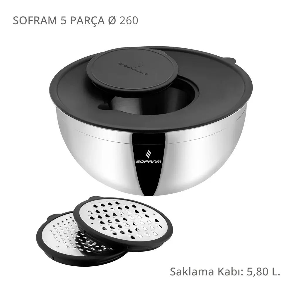 Sofram 5 Parça 26 Cm Karıştırma ve Saklama Kabı 5,80 Litre Sofram 5 Parça 26 Cm Karıştırma ve Saklama Kabı 5,80 Litre