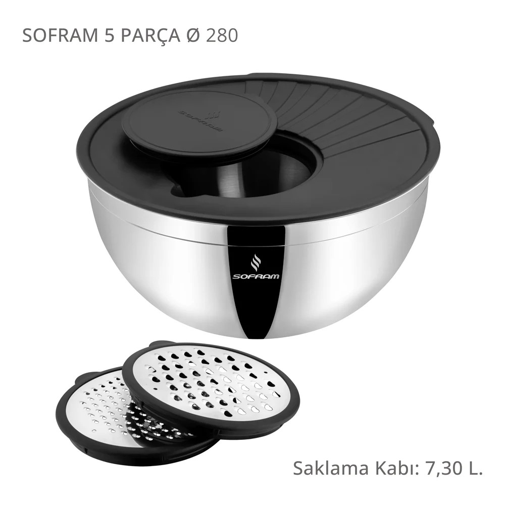 Sofram  5 Parça 28 Cm Kariştirma Ve Saklama Kabi 7,30 Litre