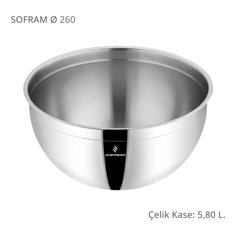 Sofram  Çelik Derin Kariştirma Kabi Kase 26 Cm 5,80 Litre
