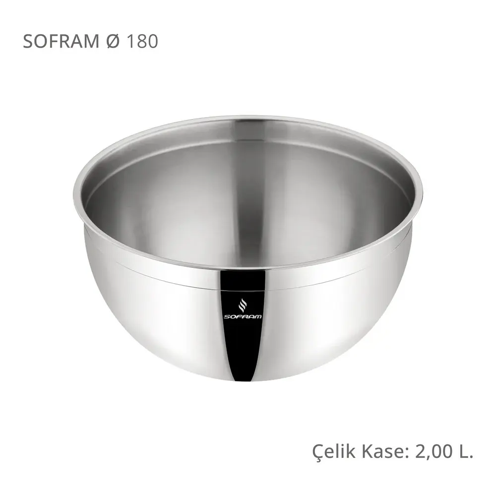 Sofram Çelik Derin Karıştırma Kabı Kase 18 Cm 2,00 Litre Yeni