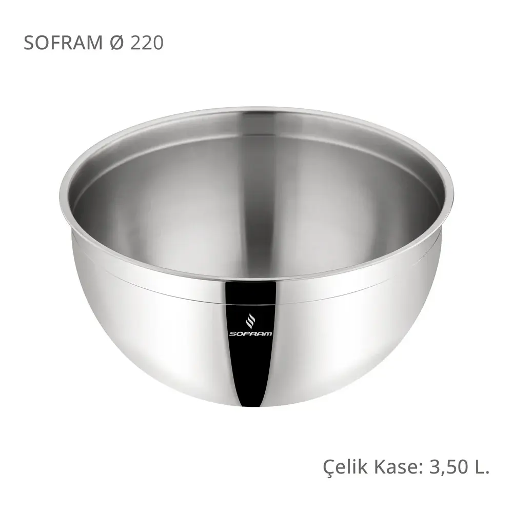 Sofram Çelik Derin Karıştırma Kabı Kase 22 Cm 3,50 Litre Yeni