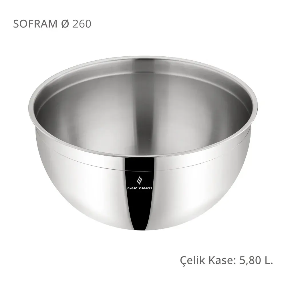 Sofram Çelik Derin Karıştırma Kabı Kase 26 Cm 5,80 Litre