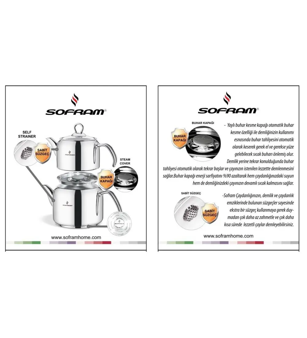 Sofram Soft Minti Boy Çelik Çaydanlık 130 Minti Size