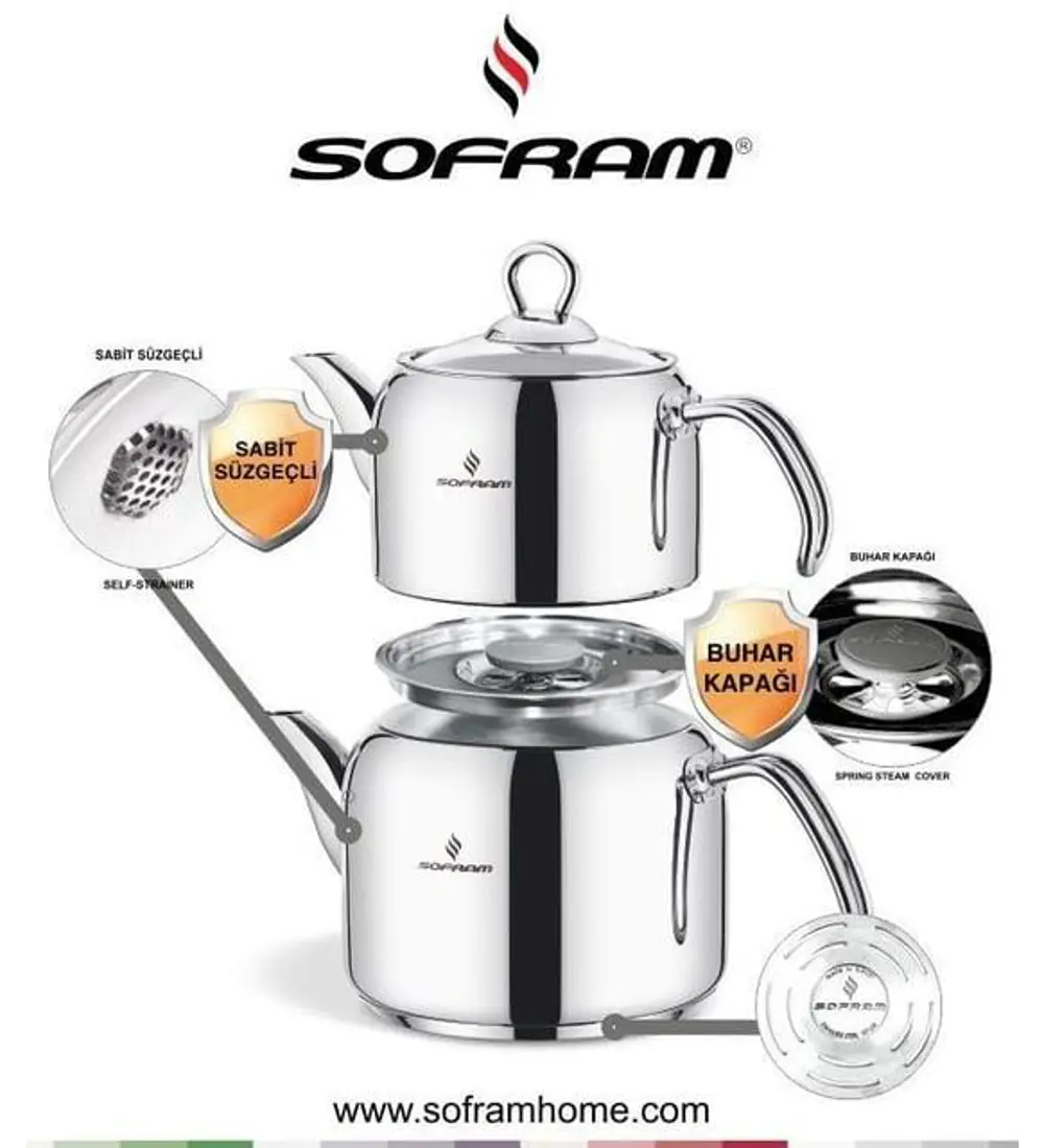 Sofram Soft Minti Boy Çelik Çaydanlık 130 Minti Size