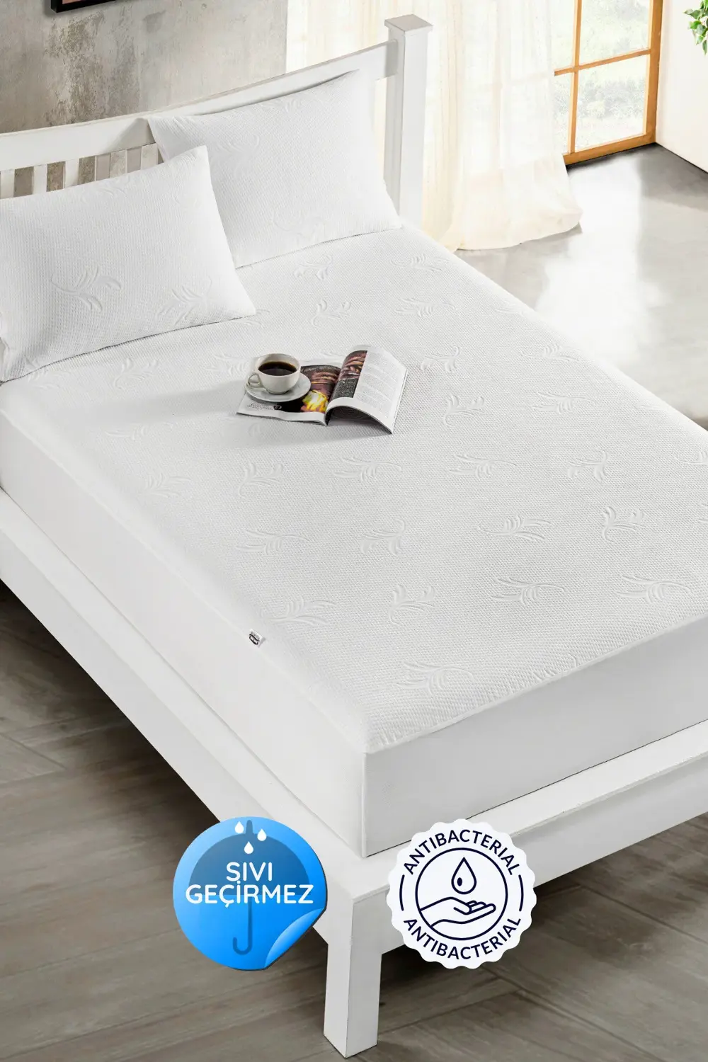 Soft 3d Çiçek Desenli Su Sıvı Geçirmez Alez Tek-Çift Kişilik-Batt