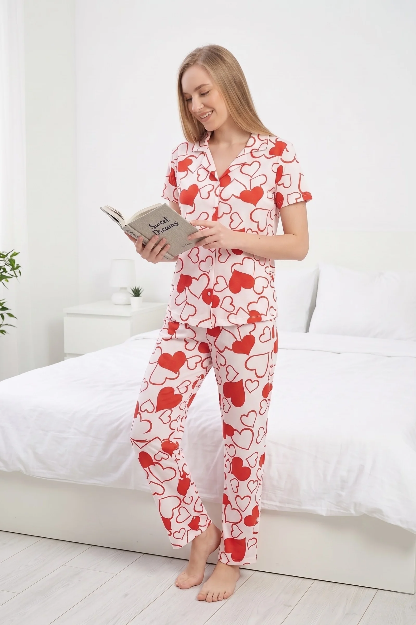 Soft Bambu Likralı Düğmeli Kısa Kollu Gömlek Pijama Takımı, Beyaz, M Soft Bambu Likralı Düğmeli Kısa Kollu Gömlek Pijama Takımı, Beyaz, M Fiyatı, Yorumları ve Özellikleri