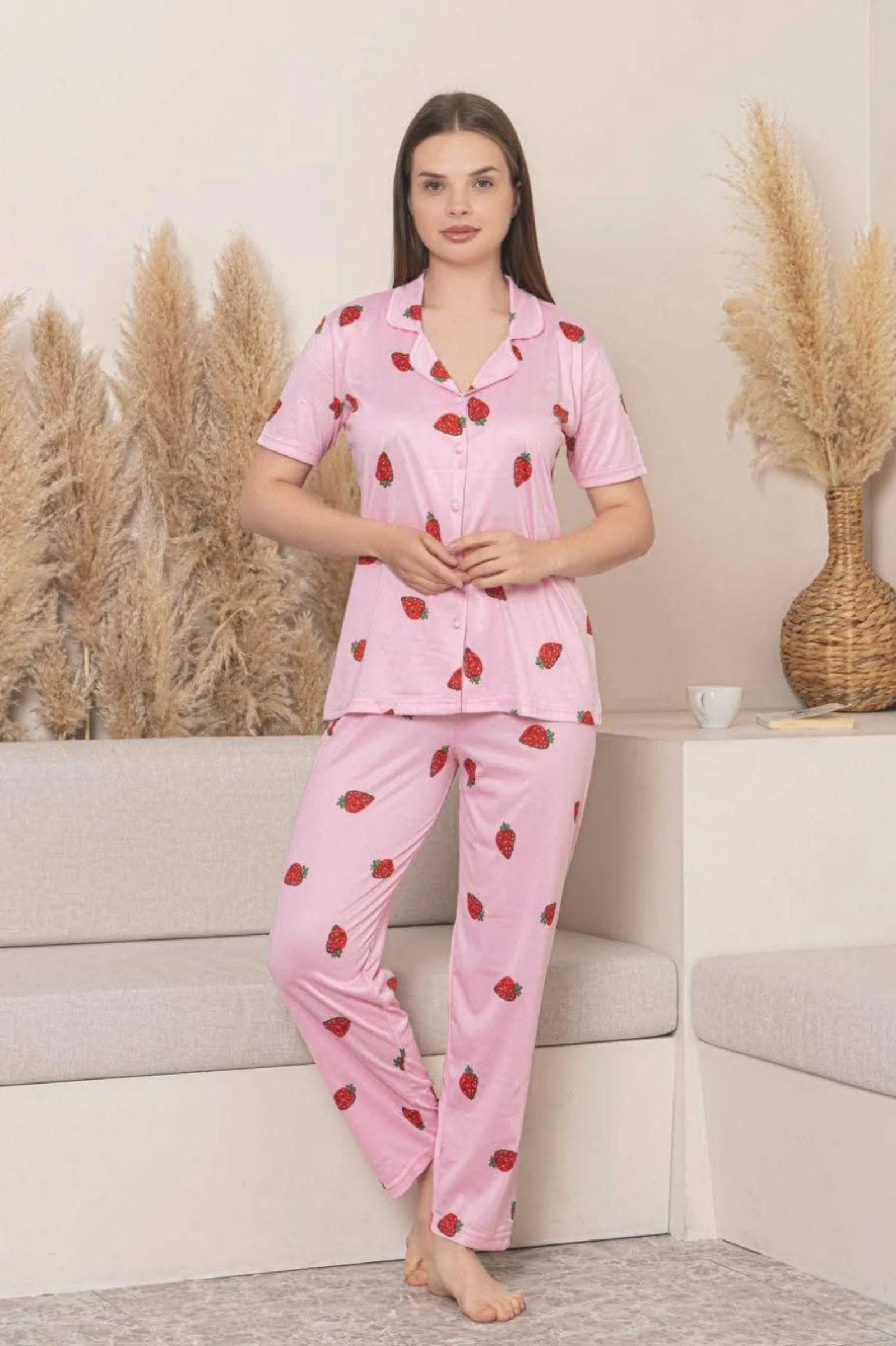 Soft Bambu Likralı Düğmeli Kısa Kollu Gömlek Pijama Takımı, Pembe, M Soft Bambu Likralı Düğmeli Kısa Kollu Gömlek Pijama Takımı, Pembe, M Fiyatı, Yorumları ve Özellikleri