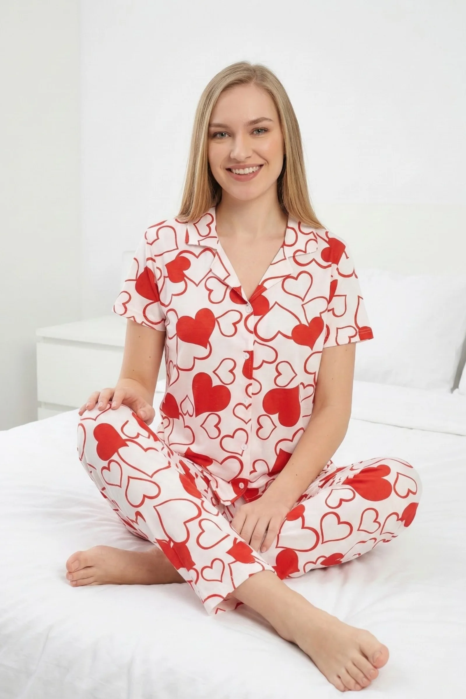 Soft Bambu Likralı Düğmeli Kısa Kollu Gömlek Pijama Takımı, Beyaz, L Soft Bambu Likralı Düğmeli Kısa Kollu Gömlek Pijama Takımı, Beyaz, L Fiyatı, Yorumları ve Özellikleri