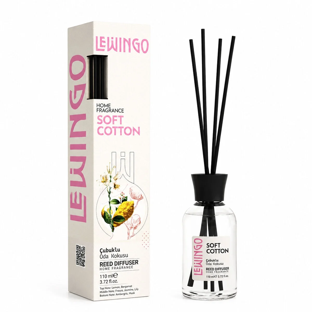 Soft Cotton Bambu Çubuklu Oda Kokusu - 110 ml - Cam Şişe