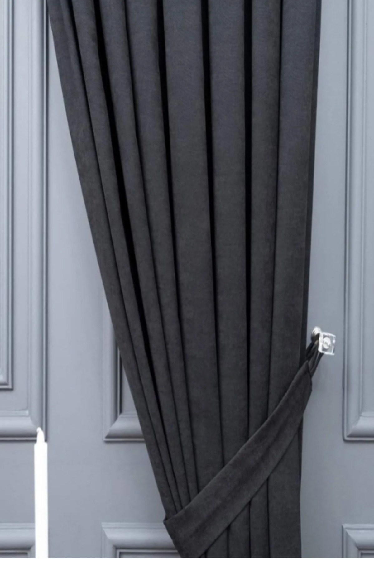 Özgün Home Soft Kumaş Fon Perde Sık Pileli Antrasit Perde