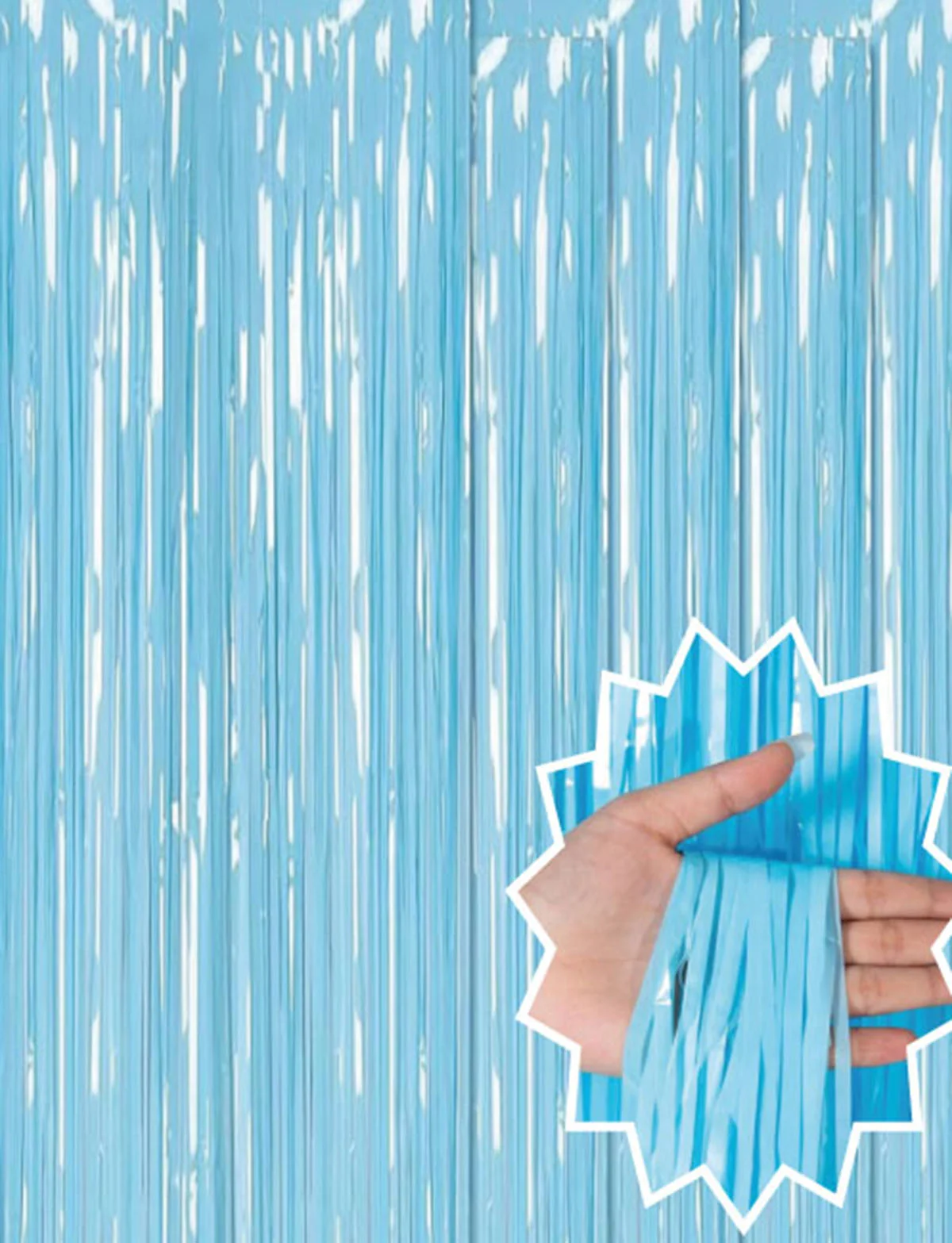 Soft Mavi Püsküllü Kapı Perdesi - 1x2m Parti Baby Shower Cinsiyet Partisi Arka Fon