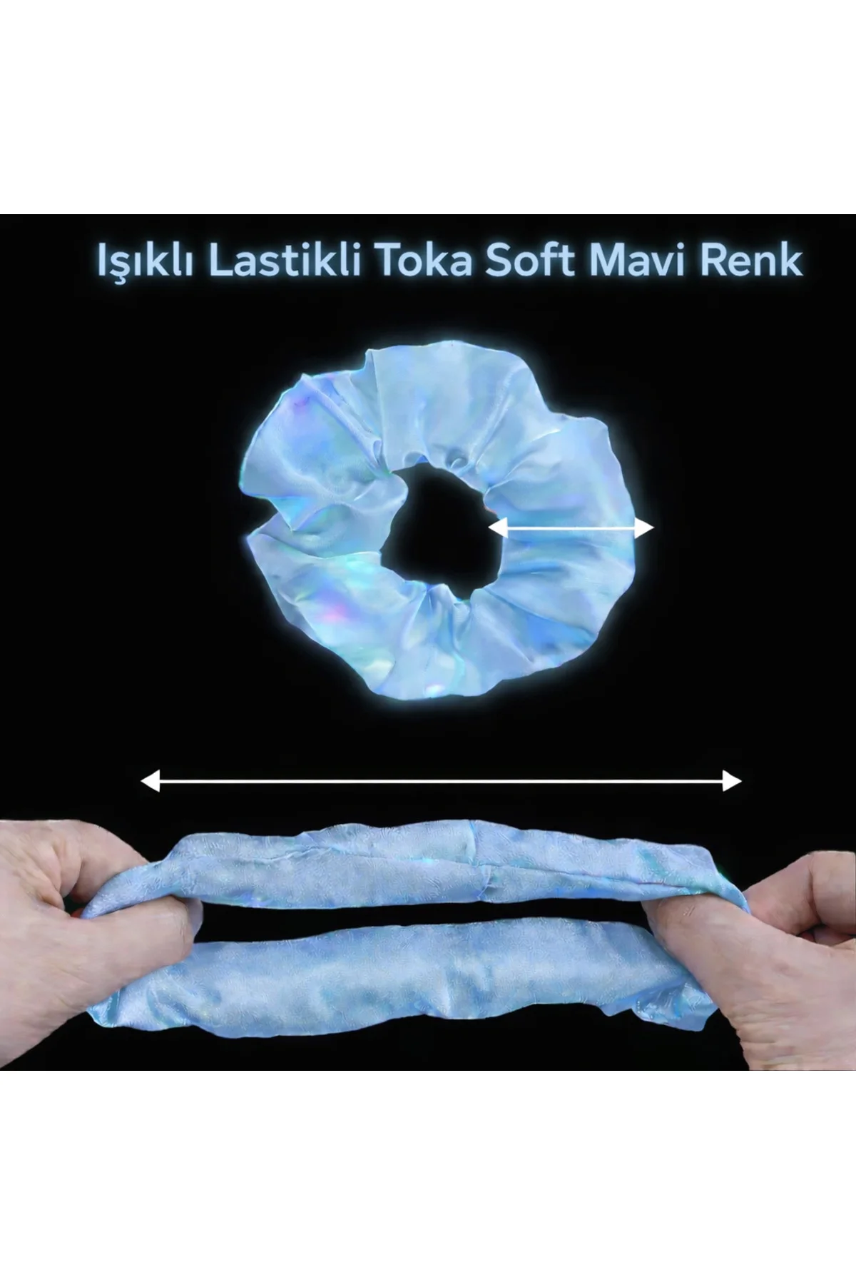 Soft Mavi Renk Led Işıklı Lastikli Saç Tokası - 3 Modlu Festival 