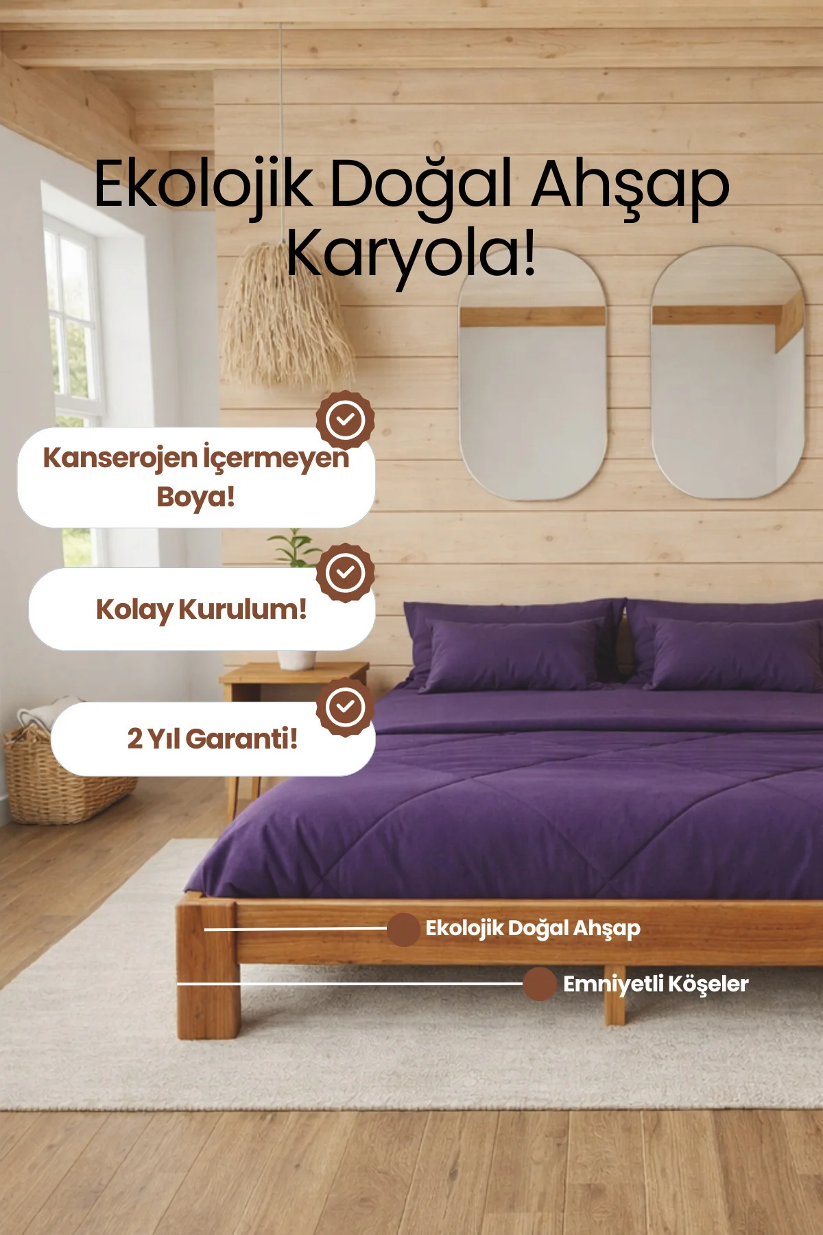 Soft Model Masif Ahşap Karyola Kolay Kurulum Fırınlanmış İthal Sibirya Çamı 100x200 Yatak Uyumlu Fiyatı, Yorumları ve Özellikleri