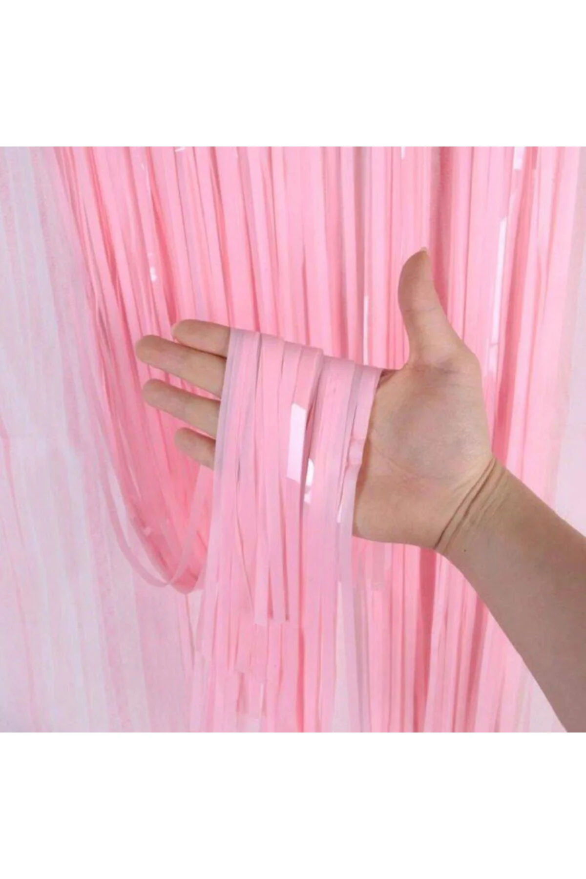 Soft Pembe Püsküllü Kapı Perdesi - Parti, Baby Shower, Cinsiyet P