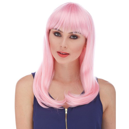 Soft Pembe Renk Uzun Düz Parti Peruğu Soft Pembe Renk Uzun Düz Parti Peruğu