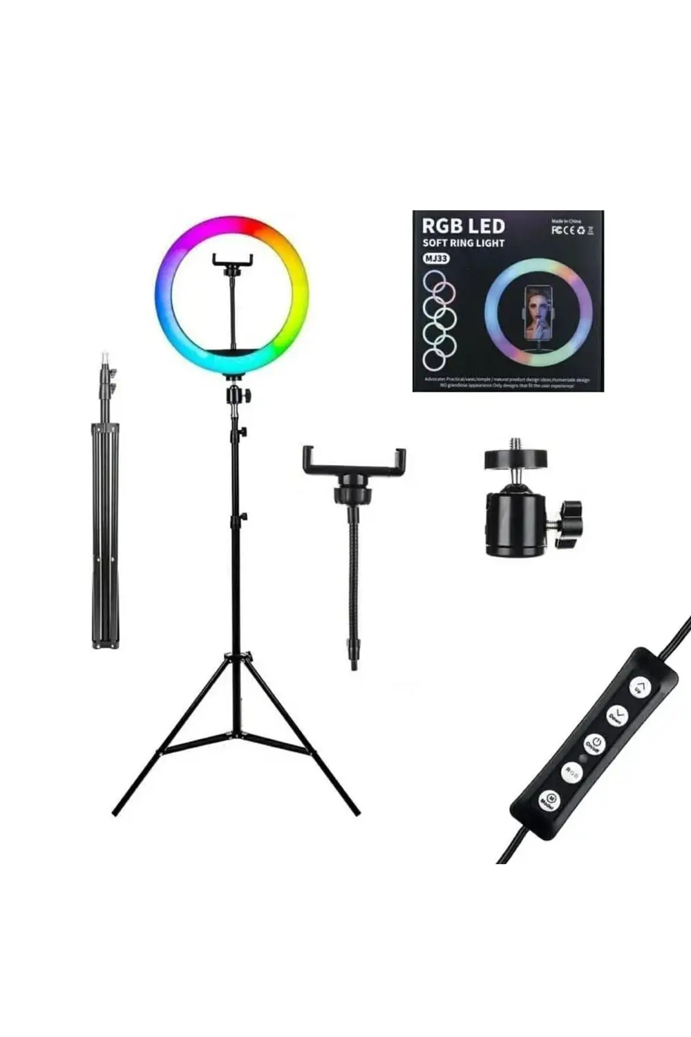 Soft Ring Light MJ33 13" 33cm RGB LED Halka Işık Tripodlu Selfie