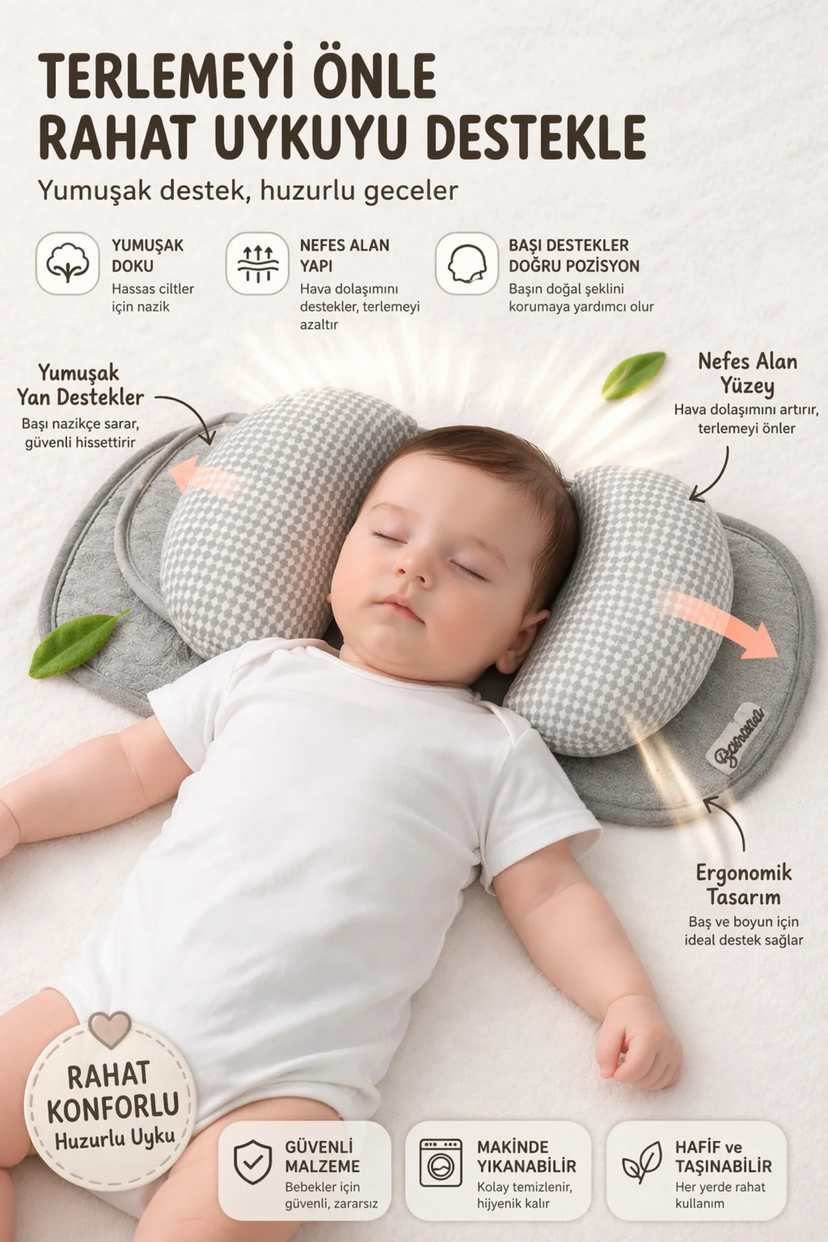 SoftGuard Bebek Baş Koruma ve Destek Yastığı, Yeni Doğan Baş Şeki