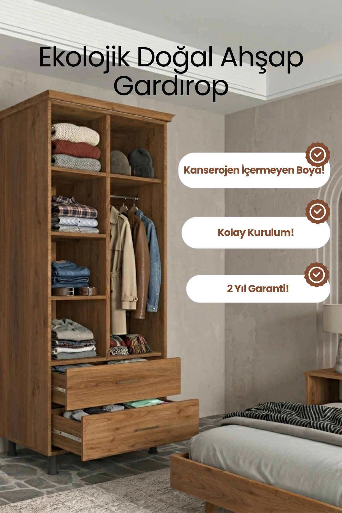 Softwood Masif Çam 2 Kapaklı Gardırop - 200 cm Yükseklik Doğal Ahşap Su Bazlı Vernikli Dolap Softwood Masif Çam 2 Kapaklı Gardırop - 200 cm Yükseklik Doğal Ahşap Su Bazlı Vernikli Dolap Fiyatı, Yorumları ve Özellikleri