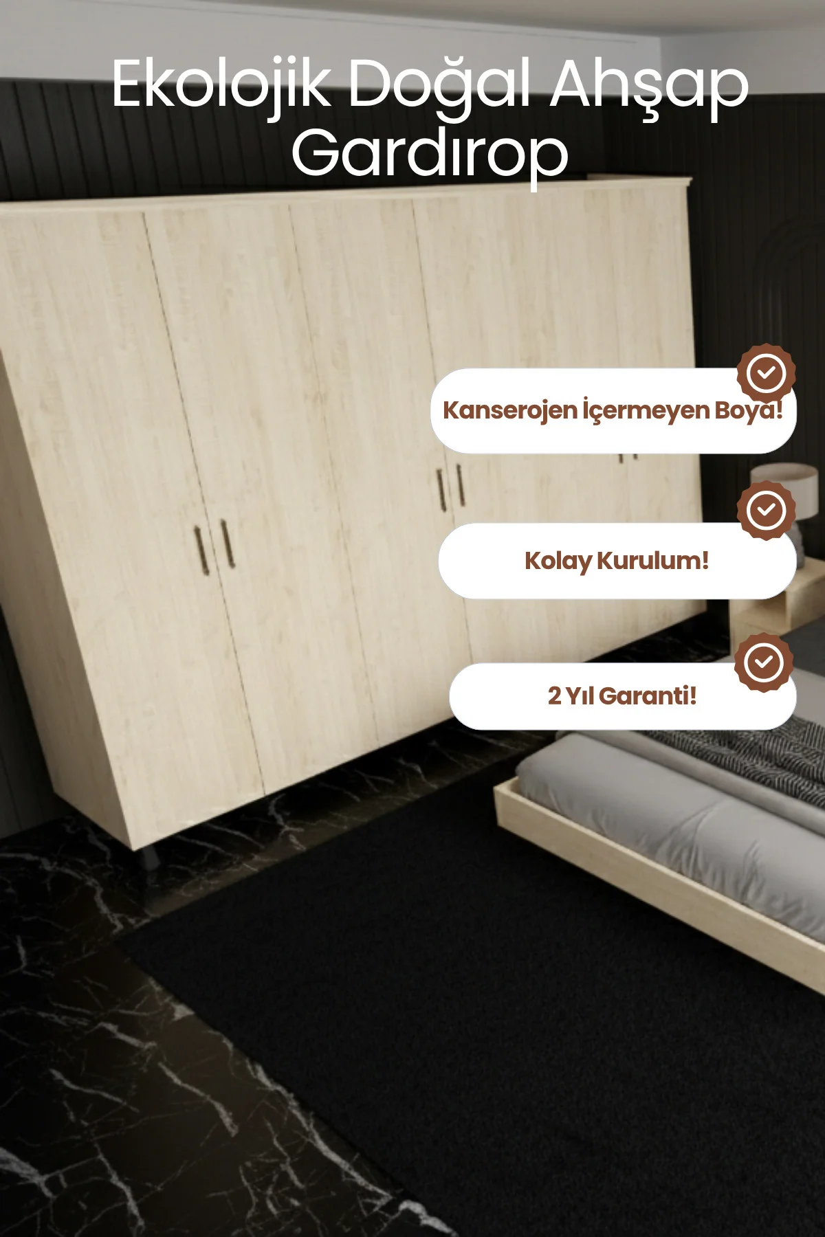 Softwood Masif Çam 6 Kapaklı Gardırop - 200 cm Yükseklik Doğal Ahşap Su Bazlı Vernikli Dolap Fiyatı, Yorumları ve Özellikleri