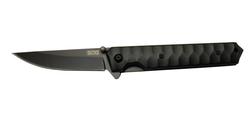 SOG Kendo 4010 BK Siyah Kamp Çakı 21cm - Yarı Otomatik, Metal Sap