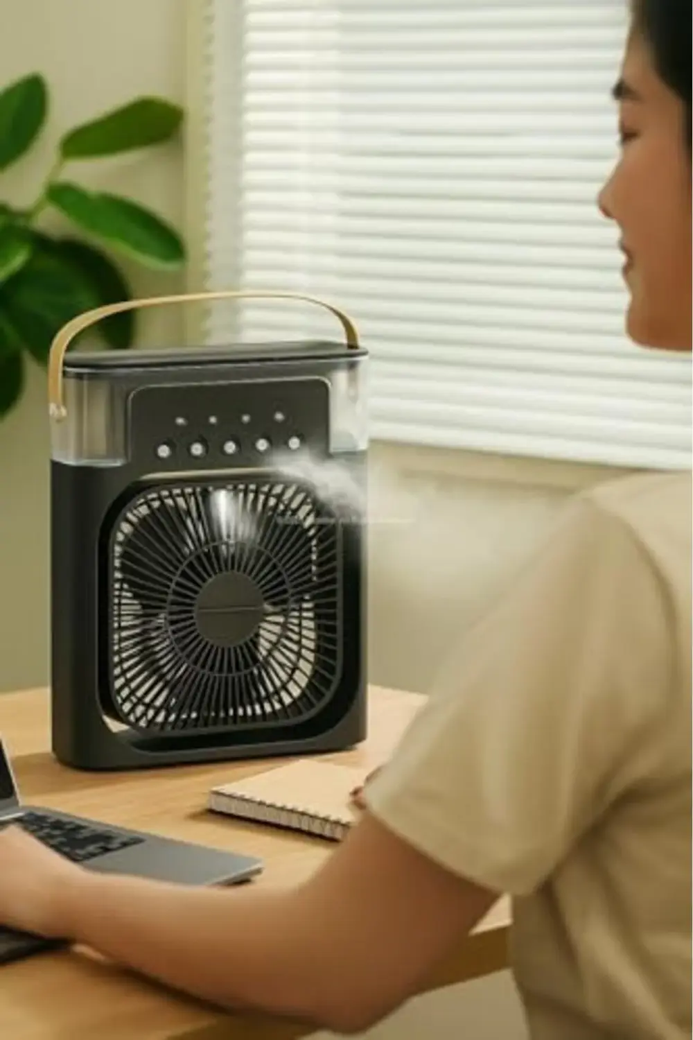 Soğuk Buharlı Masaüstü Sulu Mini Hava Soğutucu Fan Su Hazneli Taş