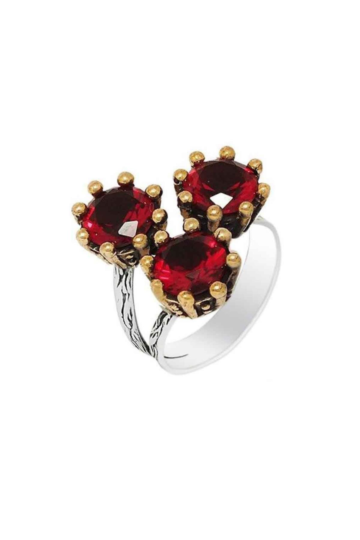 Beyisa Söğütlü Serisi Gümüş Lal Taşlı Otantik Bayan Yüzük