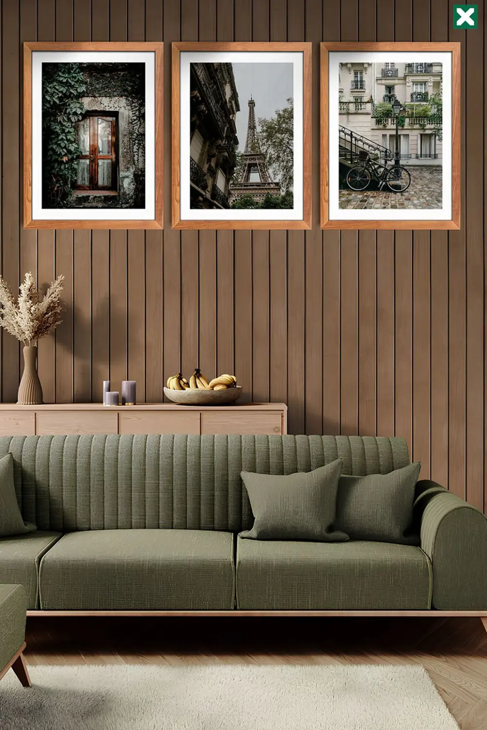 Sokak Arası Eyfel Kulesi 3'lü Set , Çerçeve Görünümlü Modern Mdf 