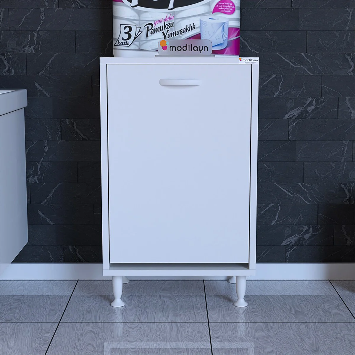 Söke 50 x 75 x 32,5 cm Kirli Çamaşır Sepetli Dolap Çok Amaçlı Dol