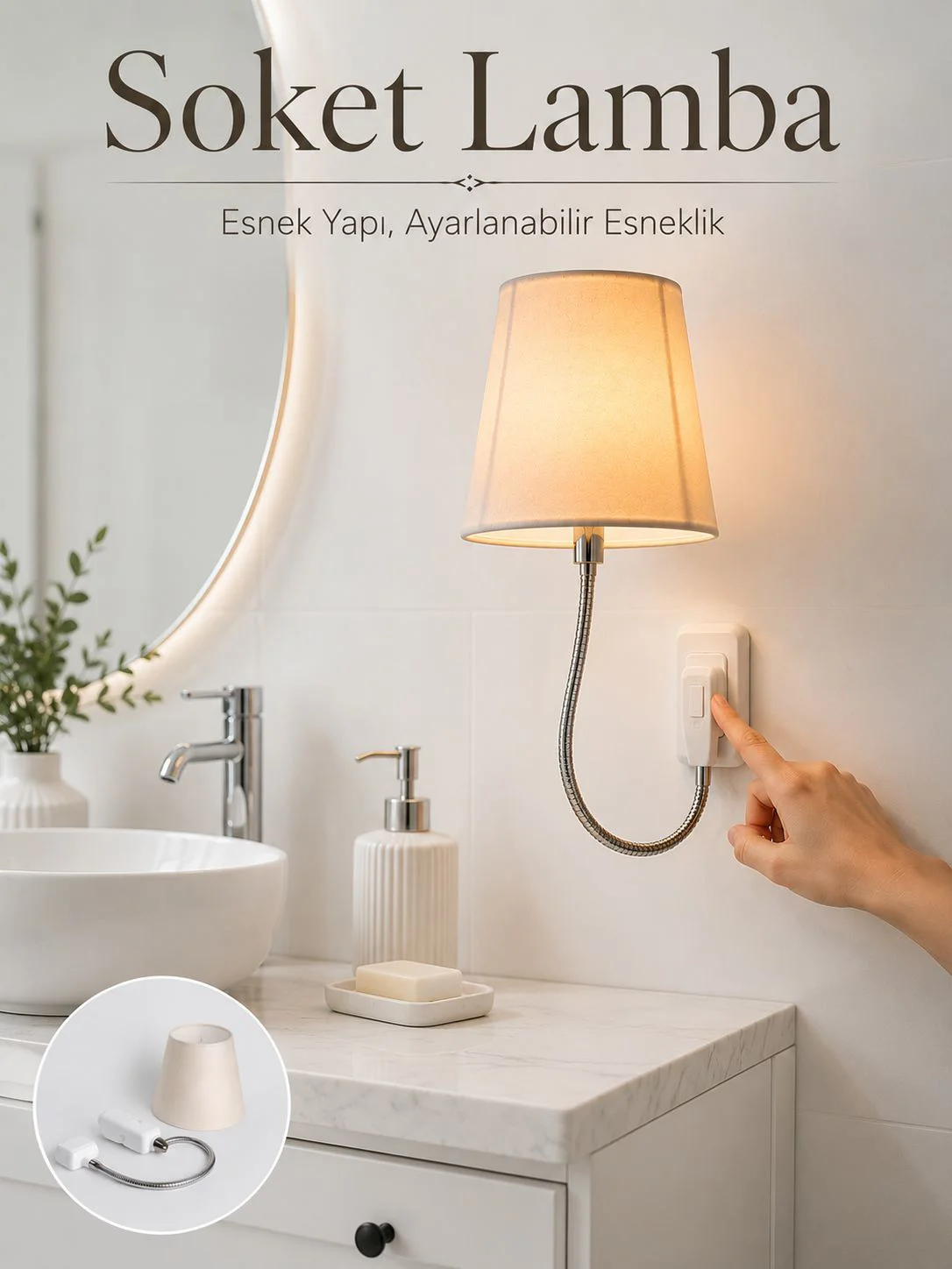 Soket Tipi Ayarlanabilir Başlıklı Dekoratif Gece Lambası