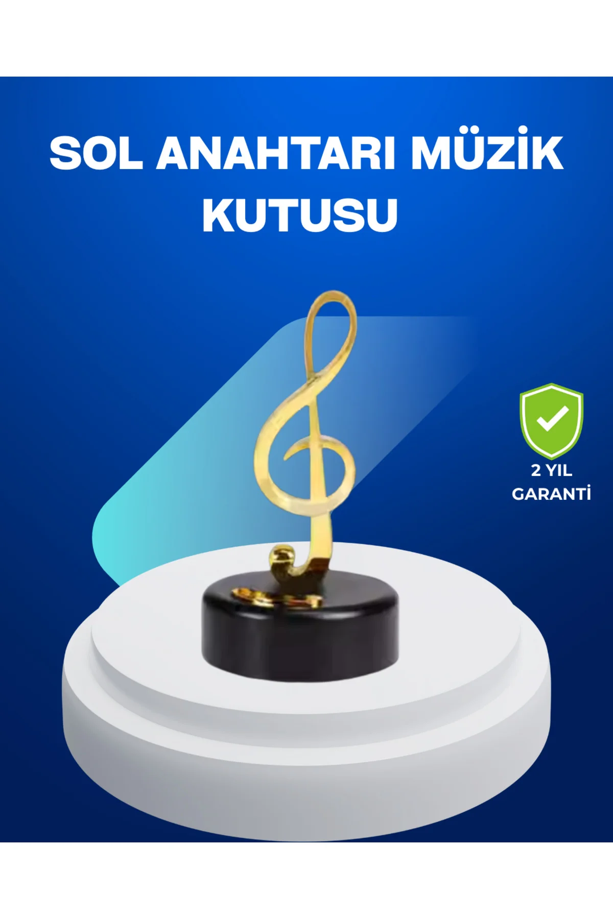 Sol Anahtarı Figürlü Dönen Müzik Kutusu Altın Renk Dekoratif