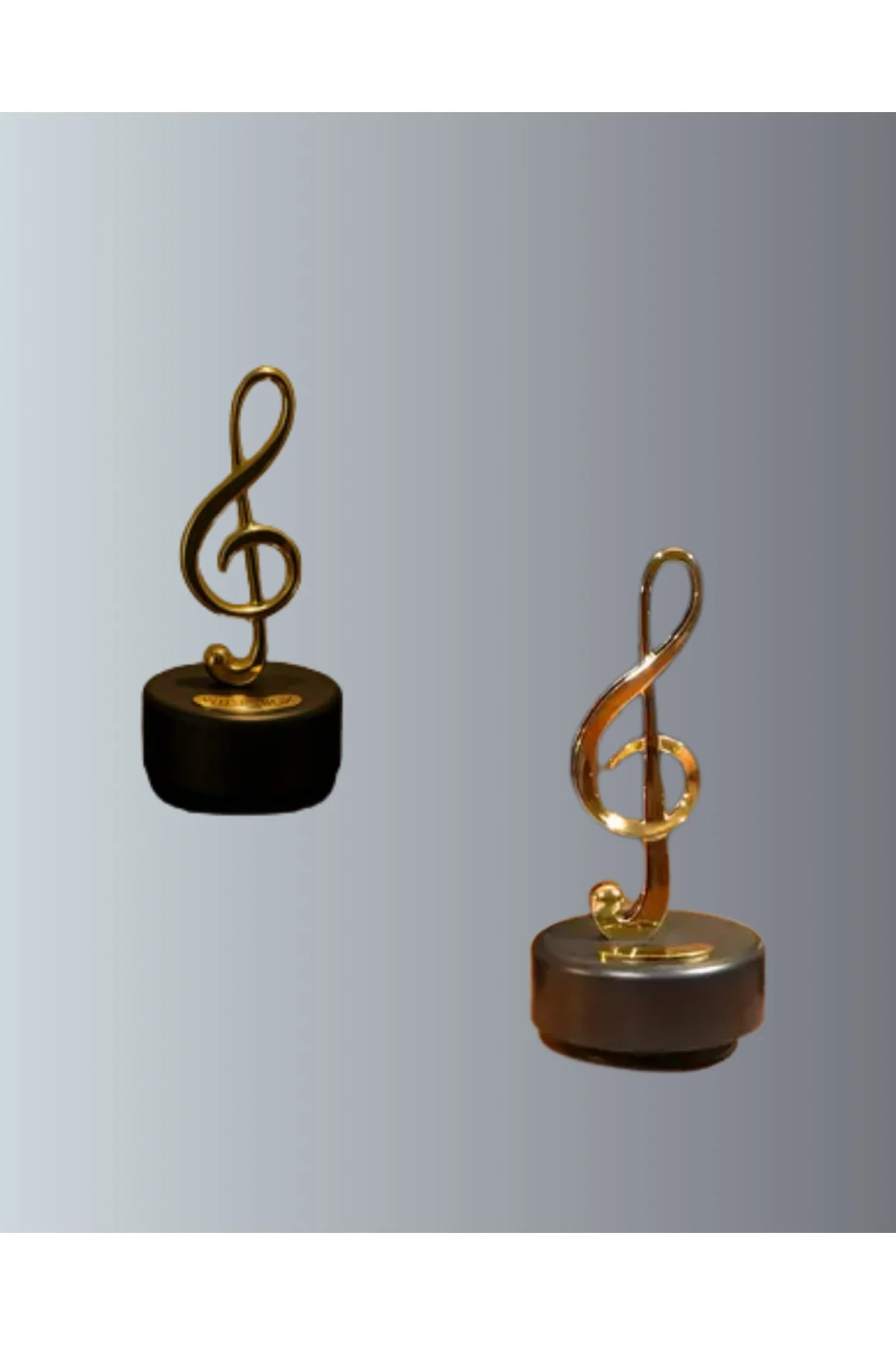 Sol Anahtarı Figürlü Dönen Müzik Kutusu Altın Renk Dekoratif