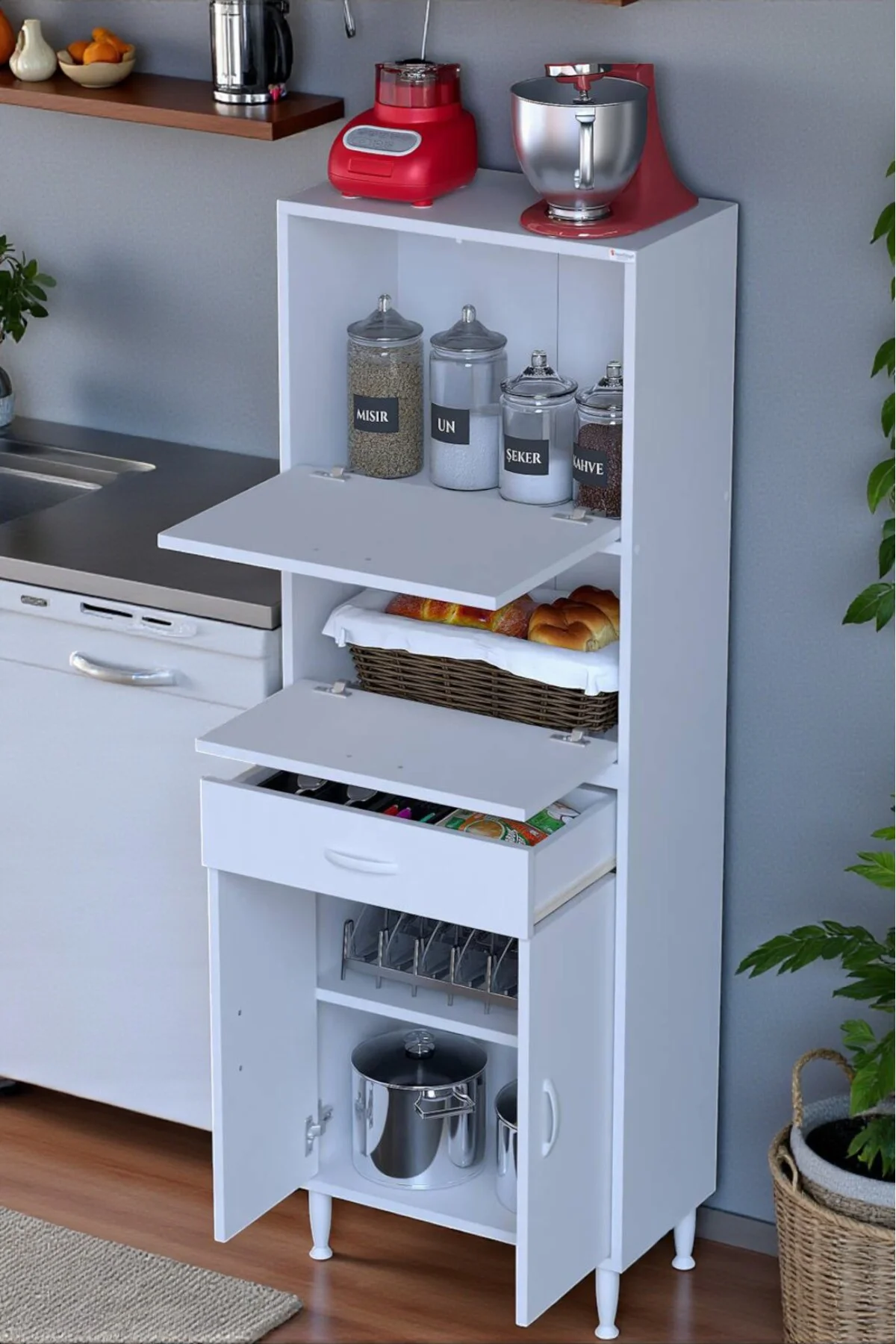 Solaira 65 cm Genişlik Kapaklı Mutfak Dolabı 4 Kapaklı, Çekmeceli Solaira 65 cm Genişlik Kapaklı Mutfak Dolabı 4 Kapaklı, Çekmeceli
