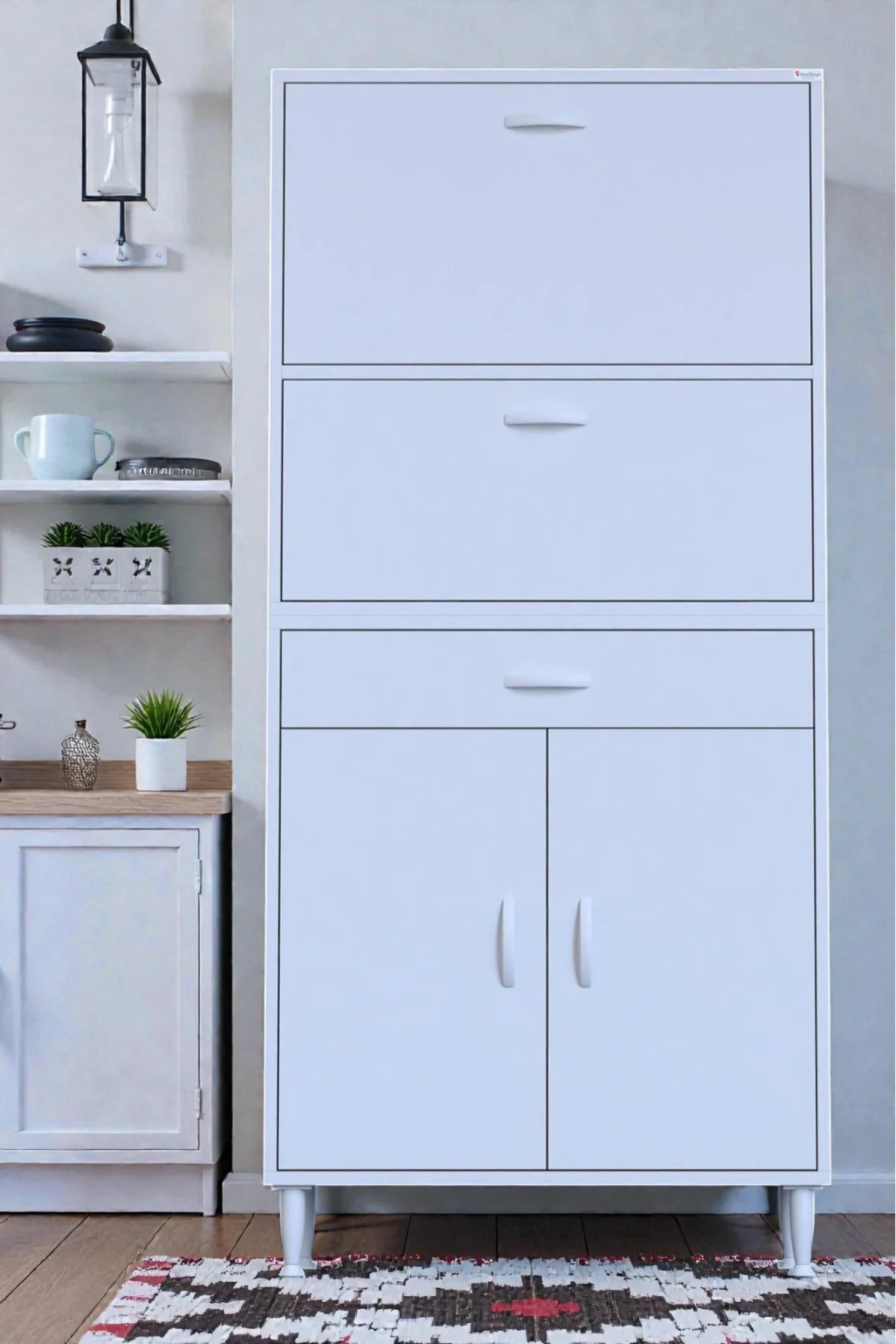Solaira 75 cm Genişlik Kapaklı Mutfak Dolabı 4 Kapaklı, Çekmeceli