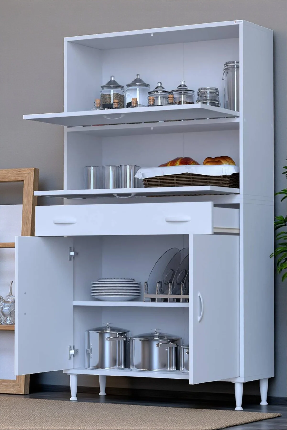 Solaira 95 cm Genişlik Kapaklı Mutfak Dolabı 4 Kapaklı, Çekmeceli Solaira 95 cm Genişlik Kapaklı Mutfak Dolabı 4 Kapaklı, Çekmeceli